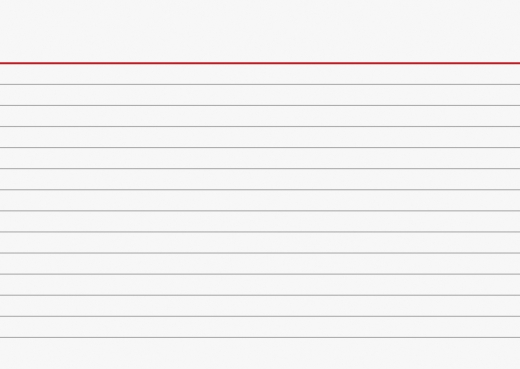 Karteikarten A6 liniert, 6 mm Zeilenabstand, rote Kopflinie, graue Querlinien weiß