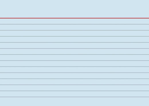 Karteikarten A6 liniert, 6 mm Zeilenabstand, rote Kopflinie, graue Querlinien blau