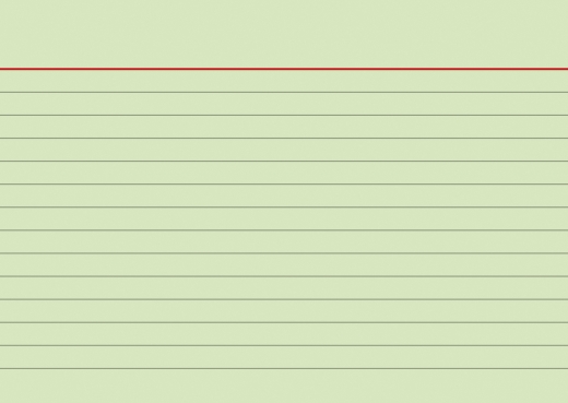 Karteikarten A6 liniert, 6 mm Zeilenabstand, rote Kopflinie, graue Querlinien grün