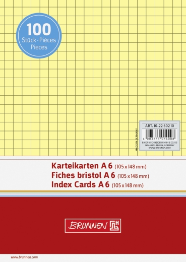 Karteikarten A6 kariert gelb