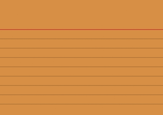 Karteikarten A7 liniert, 6 mm Zeilenabstand, rote Kopflinie, graue Querlinien orange