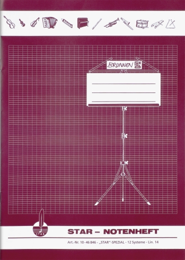 Notenheft Star-Notenheft A4 12 Systeme, Hilfslinien