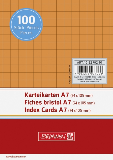 Karteikarten A7 kariert orange