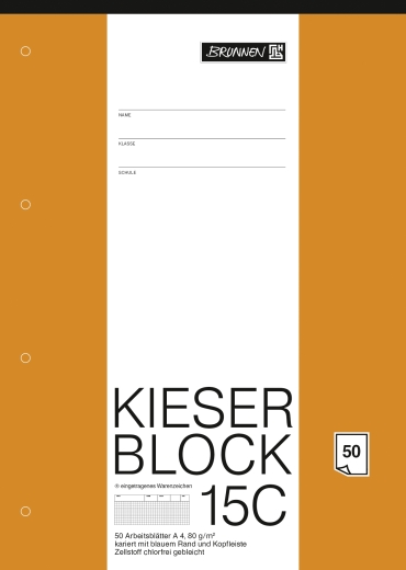 KIESER-Block A4 KIESER 07 0015 C, 5 mm kariert, Lin. 22