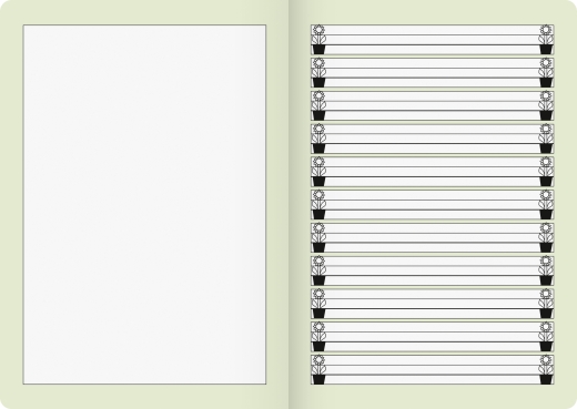 Geschichtenheft A5 linke Seite unliniert zum Bebildern von Geschichten, rechte Seite Schullineatur f