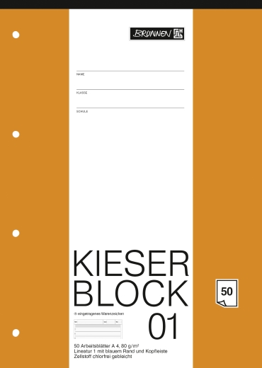 KIESER-Block A4 KIESER 00110, Kontrastlineatur, Lin. 1