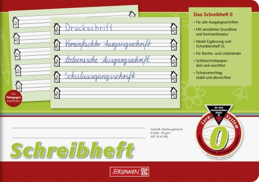 Schreibheft A5 quer extragroße Liniensysteme 6:6:6 mm, 5 Liniensysteme, Kontrastlineatur, Lin. 0 grü