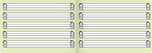 Schreibheft A5 quer extragroße Liniensysteme 6:6:6 mm, 5 Liniensysteme, Kontrastlineatur, Lin. 0 grü