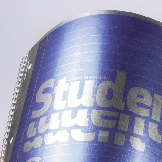 Collegeblock Premium Student A4 liniert, mit Randlinie innen Deckblatt: blau-metallic