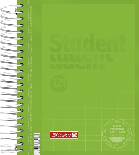 Collegeblock Premium Student Colour Code A6 5 mm kariert Deckblatt: kiwi