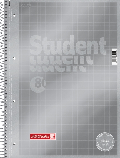 Collegeblock Premium Student Metallic A4 kariert, mit Randlinie innen und außen, Lin. 28