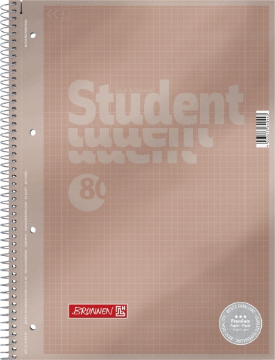 Collegeblock Premium Student Metallic A4 kariert, mit Randlinie innen und außen, Lin. 28