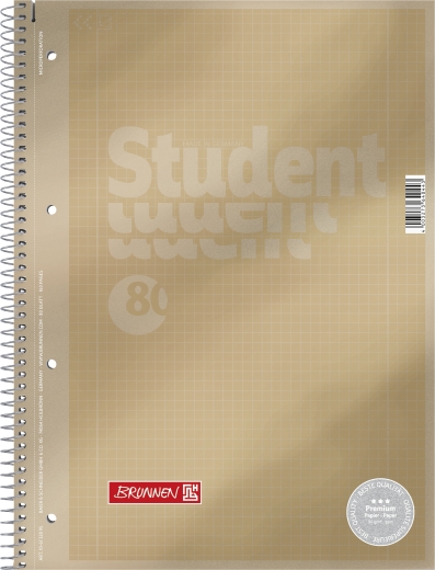 Collegeblock Premium Student Metallic A4 kariert, mit Randlinie innen und außen, Lin. 28