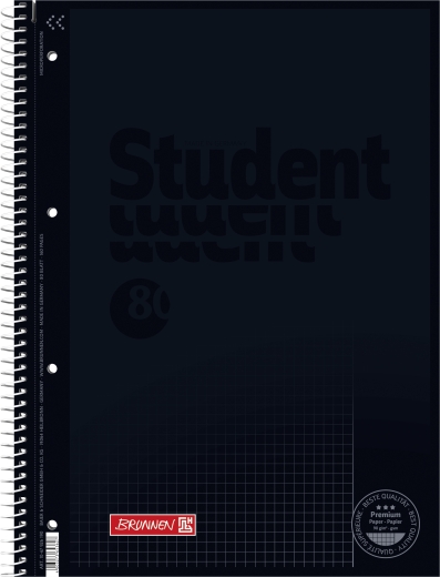 Collegeblock Premium Student Colour Code A4 kariert, mit Rand, Lin. 26 Deckblatt: onyx