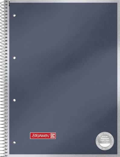 Collegeblock Premium Metallic A4 kariert, mit Randlinie innen  anthrazit