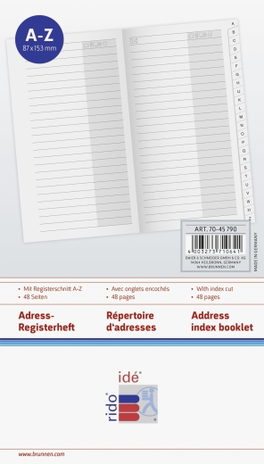 Adress-Registerheft Taschenkalender Blattgröße 8,7 x 15,3 cm