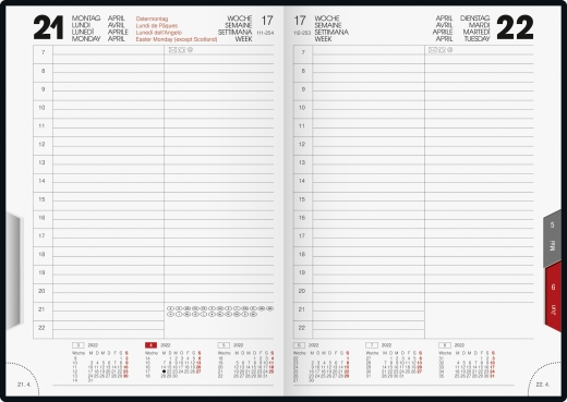 Tageskalender Buchkalender 2022 Blattgröße 14,2 x 20 cm