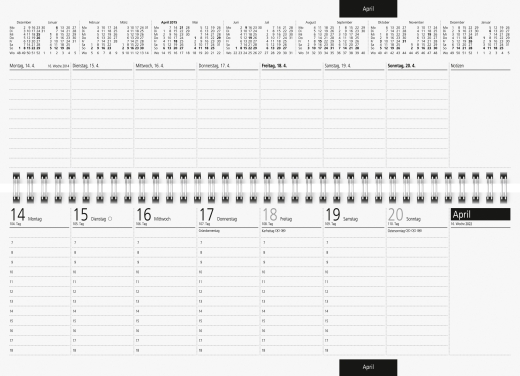 Wochenkalender Tischkalender 2022 Blattgröße 29,7 x 10,5 cm