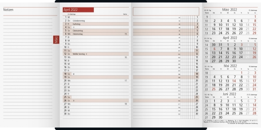 Monatskalender Taschenkalender 2022 Blattgröße 8,7 x 15,3 cm