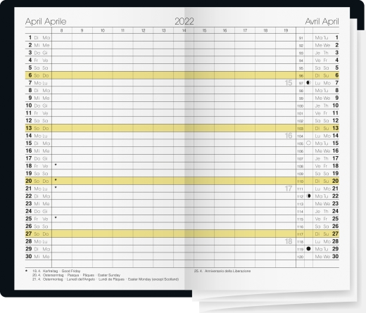 Monatskalender Taschenkalender 2022 Blattgröße 7 x 11,8 cm