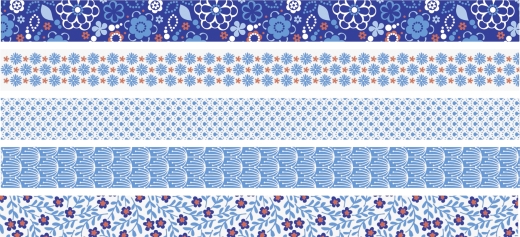 Deko Tapes Mini Blumen jede Rolle 3 m x 12 mm blau