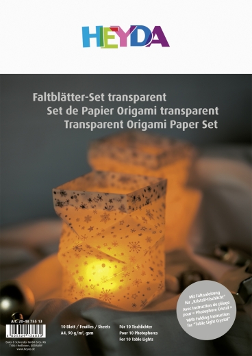 Faltblätter-Set transparent Sterne A4 silberfarben