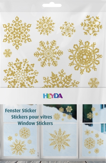 Fenster Sticker Kristalle A4 goldfarben