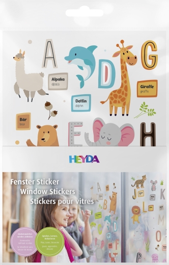 Fenster Sticker Alphabet / Tiere A4