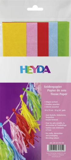 Seidenpapier 50 x 70 cm gelb, rosa, hellrot, hellblau, hellgrün