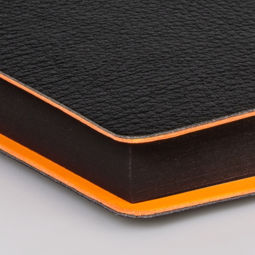 Notizbuch Premium Neon A5 dotted schwarz mit Neonkante orange