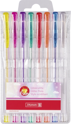 Glitzerstift-Set gelb, pink, violett, grün, rot, orange, blau, silber