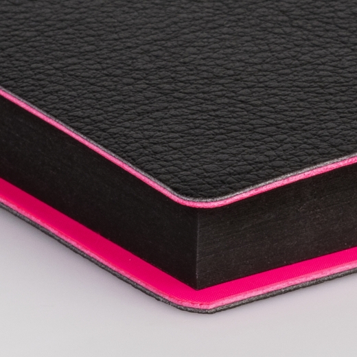 Notizbuch Premium Neon A5 dotted schwarz mit Neonkante pink