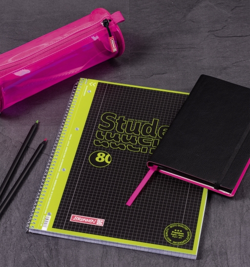 Notizbuch Premium Neon A5 dotted schwarz mit Neonkante pink