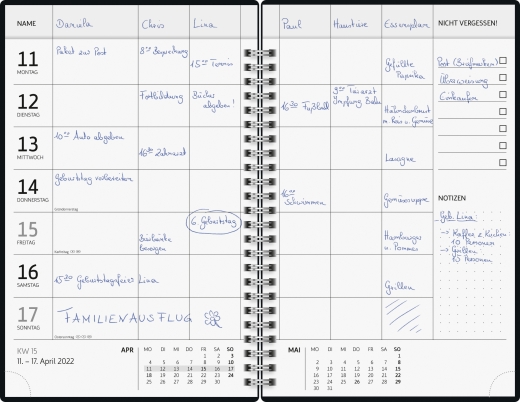 Familienplaner Schülerkalender 2021/2022 Blattgröße 14,8 x 21 cm, Buchgröße 15 x 23 cm