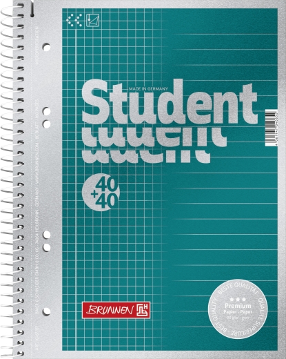 Collegeblock Premium Student Duo A5 40 Blatt kariert Lin. 22, 40 Blatt liniert Lin. 21 Deckblatt: