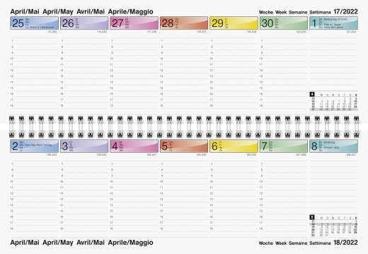 Wochenkalender Tischkalender 2022 Blattgröße 29,7 x 10,5 cm