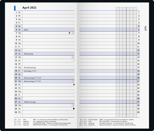 Monatskalender Taschenkalender 2022 Blattgröße 8,7 x 15,3 cm