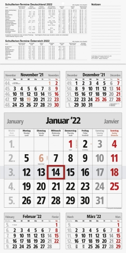 5-Monatskalender Wandkalender 2022 30 x 59 cm, einteilig