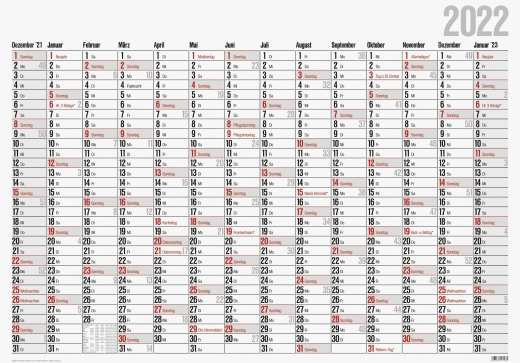 Jahreskalender Wandkalender 2022 98 x 68,5 cm quer