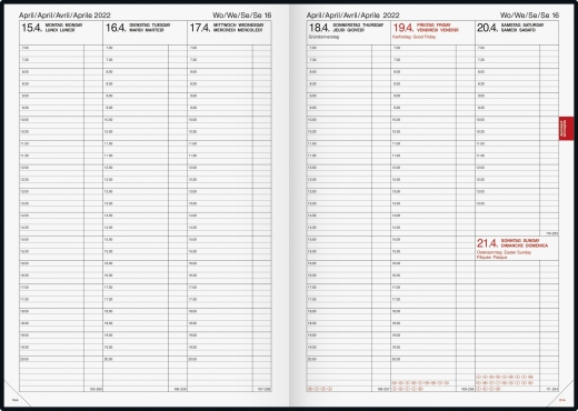 Wochenkalender Buchkalender 2022 Blattgröße 21 x 29 cm