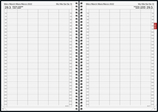 Tageskalender Buchkalender 2022 Blattgröße 21 x 29,7 cm A4