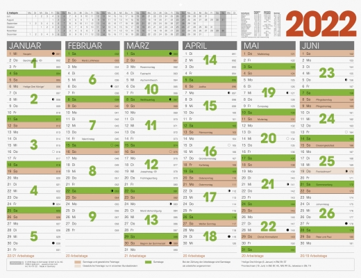 Jahreskalender Wandkalender 2022 65 x 50 cm quer