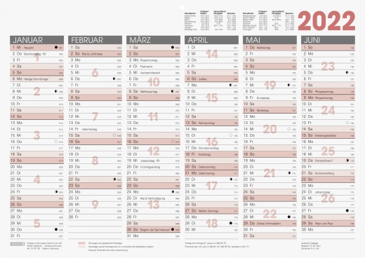 Jahreskalender Wandkalender 2022 A3 quer