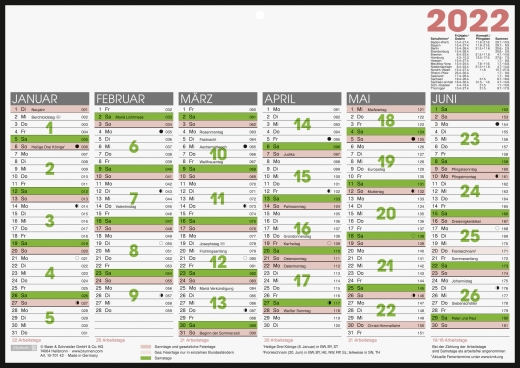 Jahreskalender Tischkalender 2022 A4 quer