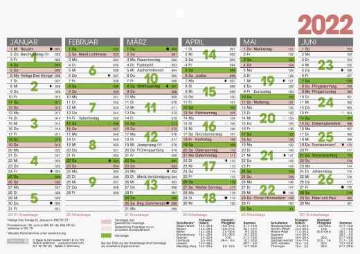 Jahreskalender Tischkalender 2022 A5 quer