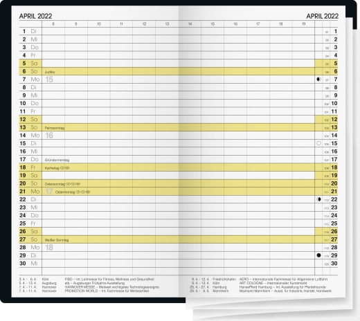 Monatskalender Taschenkalender 2022 Blattgröße 8,7 x 15,3 cm