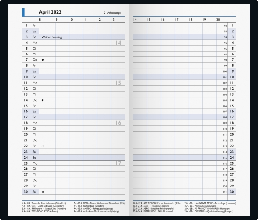 Monatskalender Taschenkalender 2022 Blattgröße 8,7 x 15,3 cm