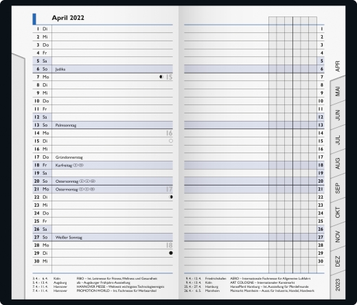 Monatskalender Taschenkalender 2022 Blattgröße 8,7 x 15,3 cm