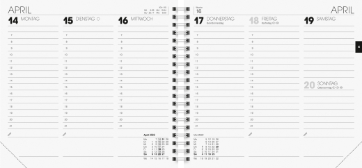 Wochenkalender Buchkalender 2022 Blattgröße 16,2 x 15 cm