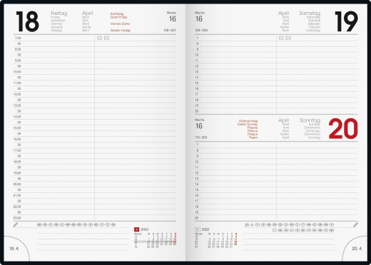 Tageskalender Buchkalender 2022 Blattgröße 14,5 x 20,6 cm